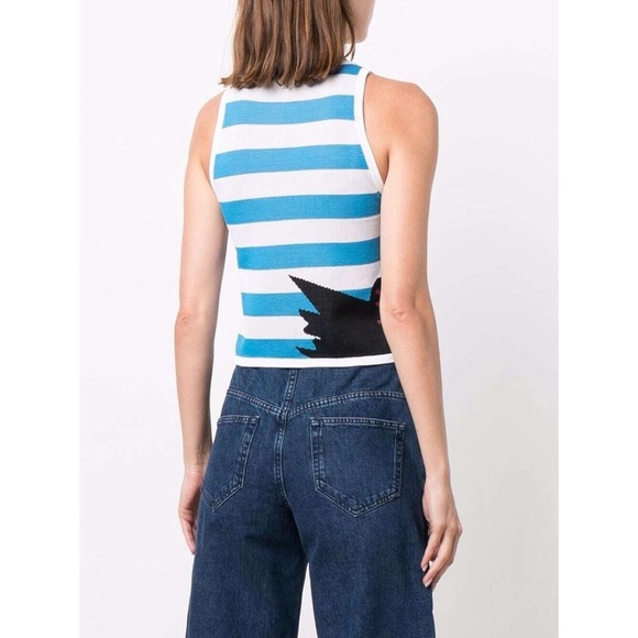 Staud Playa Toucan Intaria Tank Top Knit Blue White Stripe Size Small - Picture 9 of 11